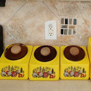 Retro Yellow Rubbermaid Storage Containers Set 3